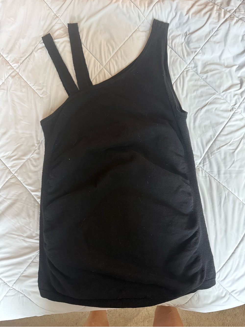 Express Black Asymmetrical One-Shoulder Tank with Double Straps